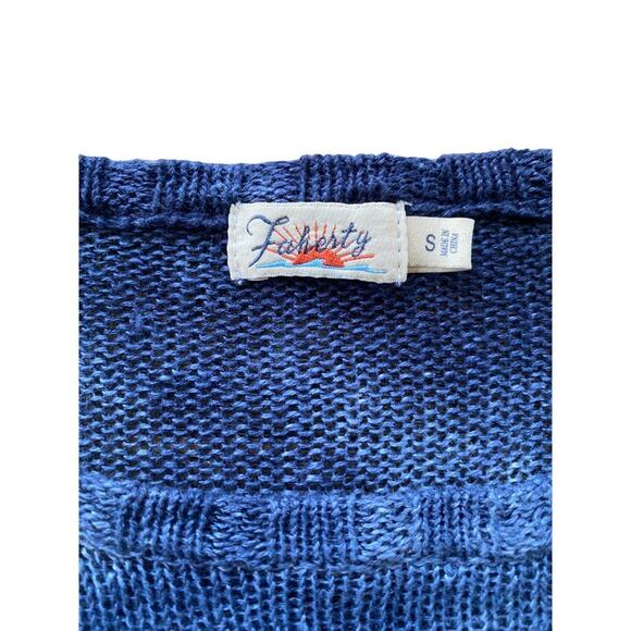 Faherty Reenie Lightweight Linen Sweater Tie Dye Navy Blue Size Small - Picture 4 of 5